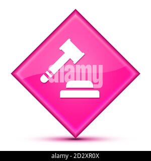 Auction icon isolated on luxurious wavy pink diamond button abstract illustration Stock Photo