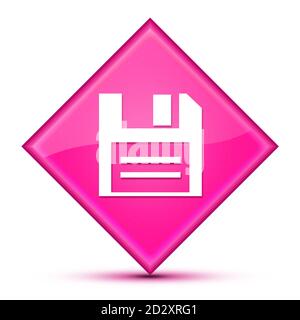 Disk icon isolated on luxurious wavy pink diamond button abstract illustration Stock Photo