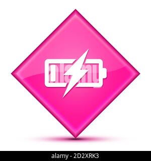 Battery Charging icon isolated on luxurious wavy pink diamond button abstract illustration Stock Photo