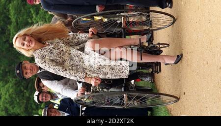 Model Jerry Hall, wife of Rock Star Mick Jagger, opens Tamsin Trail, a leisure path circling the perimeter of Richmond Park in Surrey today (Thursday). Photo by Tim Dickinson. WATCH FOR PA STORY. Stock Photo