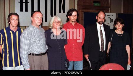 The families of British nurses Lucille McLauchlan and Deborah Parry, accused of murdering Australian nurse Yvonne Gilford in Saudi Arabia, at a news cnference in Glasgow today (Thursday).  Left to Right:  Grant Ferrie (fiance of Lucille), Stan Mclauchlan (father), Ann McLauchlan (mother),  John McLauchlan (brother), Jonathan Asbee (Brother-in-law of Deborah Parry), and Sandra Ashbee (sister of Deborah Parry).  Photo by Chris Bacon/PA Stock Photo