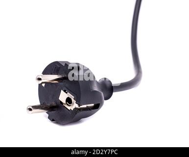 black power plug isolated on white background Stock Photo