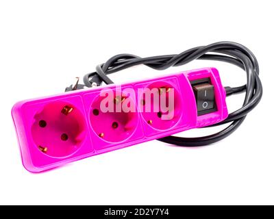 pink power strip isolated on white background Stock Photo