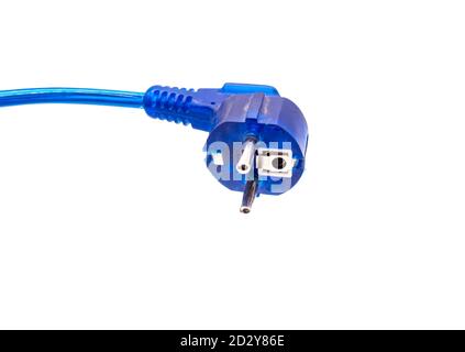 blue power plug isolated on white background Stock Photo