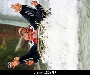 Britain's Olympic Bronze Medal Bobsleigh team on the Loggers Leap at ...