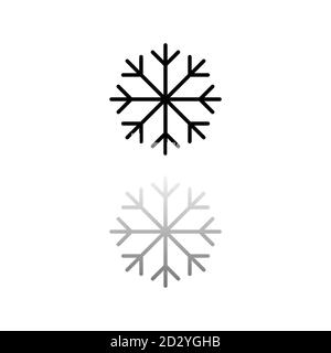 Snowflake. Black symbol on white background. Simple illustration. Flat Vector Icon. Mirror Reflection Shadow. Can be used in logo, web, mobile and UI Stock Vector