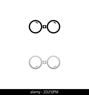 Binoculars. Black symbol on white background. Simple illustration. Flat Vector Icon. Mirror Reflection Shadow. Can be used in logo, web, mobile and UI Stock Vector