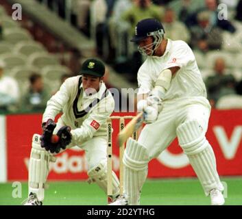 England's capatin Alec Stewart is caught by Mark Boucher for 31 during the third day's play of the Third Cornhill Test against South Africa at Old Trafford today (Saturday). Photo by Peter Wilcock/PA Stock Photo