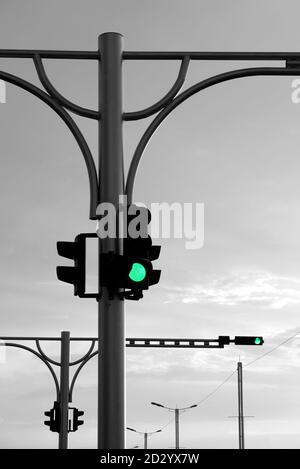 Traffic light in the evening. Stock Photo