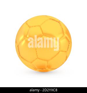 Golden football award concept, shiny realistic metallic soccer ball Stock Vector