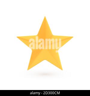 Golden Christmas Star and award concept, shiny realistic metallic tree toy Stock Vector