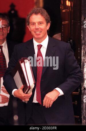 Prime Minister Tony Blair leaves No10 Downing Street for his first Commons Question Time of the year.  Stock Photo