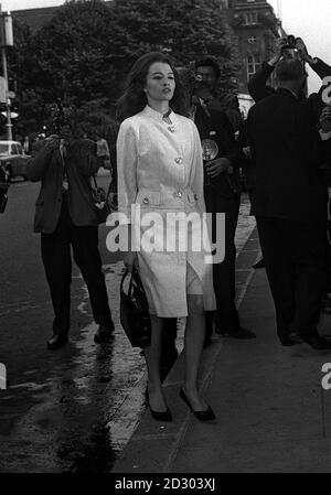 PROFUMO AFFAIR: Christine Keeler on the fourth day of the Old Bailey trial in which Dr. Stephen Ward, 50 year old osteopath, faces vice charges. Stock Photo