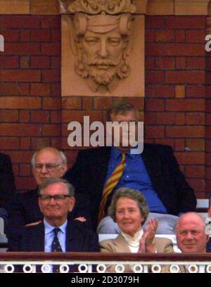 Former England women's cricket captain Rachael Heyhoe-Flint (front row centre) becomes the first woman to watch cricket from the pavilion at Lord's cricket ground in Londonfor the England v Sri Lanka opening match of the World Cup.  * She was accompanied by her husband Derrick (Left). Stock Photo