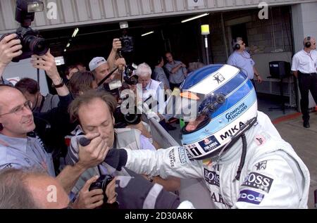 Mika Hakkinen and Michael Schumacher Mercedes-Benz C63 AMG launch at  Shanghai World Expo Park Shanghai China - 14.04.12 Stock Photo - Alamy