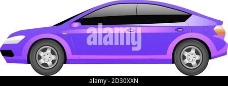 Purple sedan cartoon vector illustration. Violet electric car, futuristic vehicle flat color object. Contemporary transportation. Magenta colored Stock Vector
