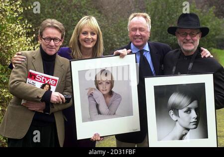 Fomer model Twiggy with 1960's photographers (L-R) John Swannel, Brian Aris and Barry Lategan at a special reception, in London, where she was honoured by Cosmetic Executive Women UK. Stock Photo