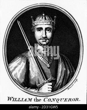DECEMBER 25th:  An imaginary engraving of King William I of England (1066-1087). William, Duke of Normandy, became King of England after his defeat of the English King Harold at the Battle of Hastings in October 1066. He was crowned on Christmas Day 1066. Stock Photo