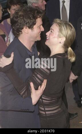 (l/r) Colin Firth, Renee Zellweger, stars of the film, 'Bridget Jones' Diary arrive for its UK premiere at the Empire in London's Leicester Square. Stock Photo