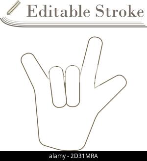 Rock Hand Icon. Editable Stroke Simple Design. Vector Illustration. Stock Vector