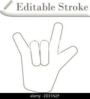 Rock Hand Icon. Editable Stroke Simple Design. Vector Illustration. Stock Vector