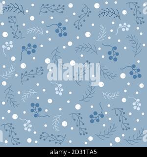 Seamless Christmas pattern with branches with berries and spruce branches. Vector illustration.Winter Collection Stock Vector