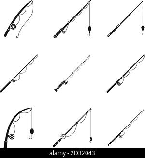 Fishing rod instrument icons set. Simple set of fishing rod instrument  vector icons for web design on white background Stock Vector Image & Art -  Alamy