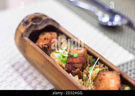 Adobo rice served in Bluewater Sumilon Island Resort in Cebu Stock Photo