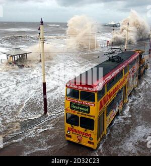 Damage caused by bad weather to the sea wall on the promenade at ...