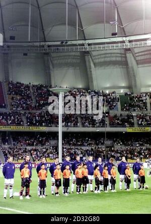 Scotland team line up before their friendly match against South Korea at The Busan World Cup stadium, Busan. Stock Photo