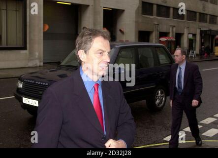 Prime Minister Tony Blair arriving at Methodist Central Hall in London for a memorial meeting for Baroness Barbara Castle of Blackburn. The former Labour Cabinet minister and legendary firebrand died in May at  the age of 91.   Stock Photo