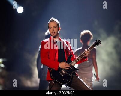 Vukasin Brajic from Bosnia & Herzegovina performing the song Thunder And  Lightning during the Eurovision Song Contest at the Telenor Arena in  Fornebu, Norway, Saturday May 29, 2010. (AP Photo/ Gorm Kallestad /