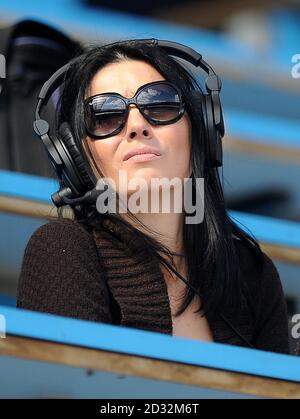 Sky Sports News presenter and Brentford fan Natalie Sawyer in the stands Stock Photo