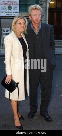 Former Tennis champion Boris Becker arrives with host Zoe Appleyard at the Air Gallery in London for an exhibition of wildlife paintings and sculptures in aid of The Life Nurological Research Trust. Stock Photo