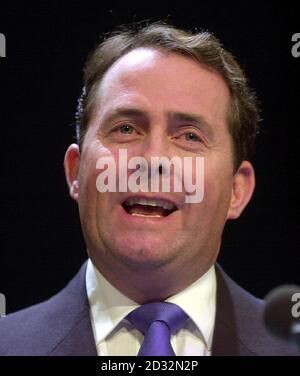 Dr Liam Fox, Shadow Secretary of State for Health, makes his address on the first day of the Conservative Party Conference. Stock Photo