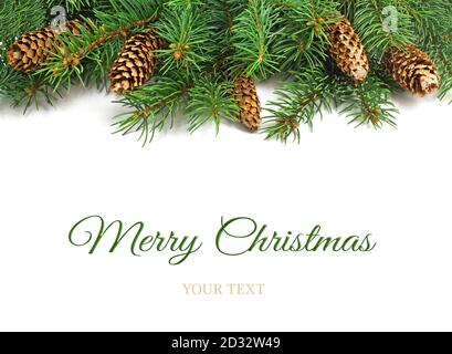 Christmas tree borders isolated on white background Stock Photo