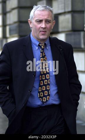 Nat Fraser, 43 from Elgin in Moray Scotland departs Edinburgh's High court, one of three men accused of the murder of Arleen Fraser. Stock Photo