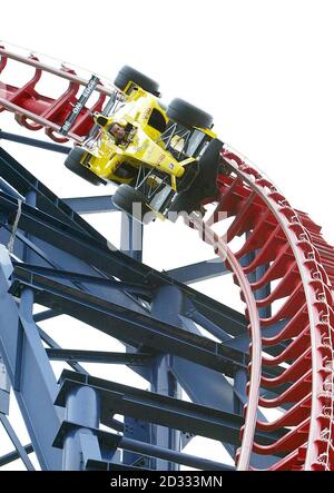 Jordan driver Ralph Firman rides the Big One rollercoaster in a