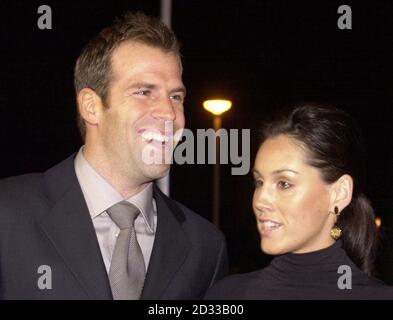 British tennis player Greg Rusedski with his wife Lucy arrives for the 50th Sports Personality of the Year awards presentation at the BBC Centre, London. Stock Photo