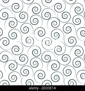 Seamless linear pattern with thin curl lines and scrolls, vector. Stock Vector