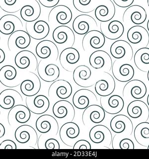 Seamless linear pattern with thin curl lines and scrolls, vector. Stock Vector