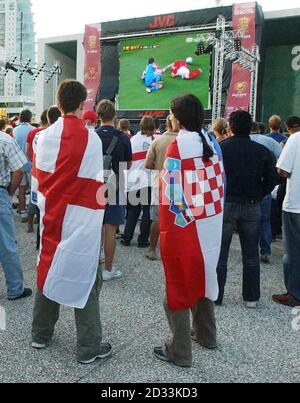 England and Croatia fans watch the Euro 2004 match between England