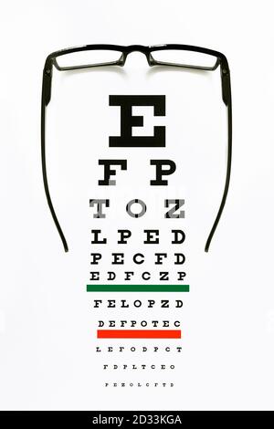 Eye Chart and Glasses Stock Photo