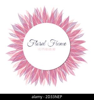 Pink floral round frame Stock Vector