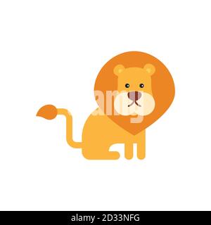 Vector illustration, cute funny lion. Simple style. Isolated objects. Flat design. Concept for children print Stock Vector