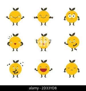 Emoji Colored Flat Icons Set. Sad and happy mood icons. Character set Stock Vector