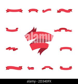 Illustration of a set of decorative ribbons. Grand opening, red stripe, shopping. The concept of decoration. Vector illustration can be used for Stock Vector