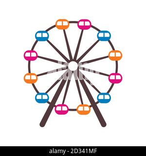 Ferris wheel icon in cartoon style isolated on white background. Attraction symbol vector illustration Stock Vector