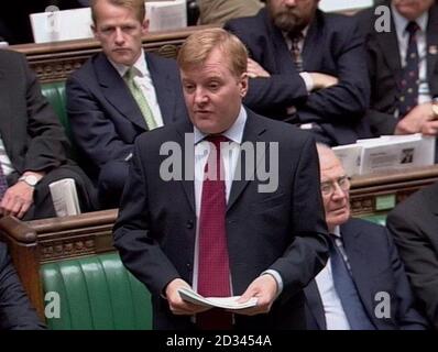 Charles Kennedy, leader of the Liberal Democrats during the weekly Prime Ministers Questions in the House of Commons, London. Stock Photo