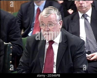 For Editorial Use Only - Armed Forces Minister Adam Ingram giving evidence. Stock Photo